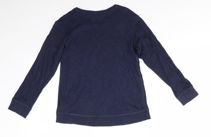 Next Girls Blue Solid Cotton  Pyjama Top Size 8 Years   - Subtle shimmer effect Stars