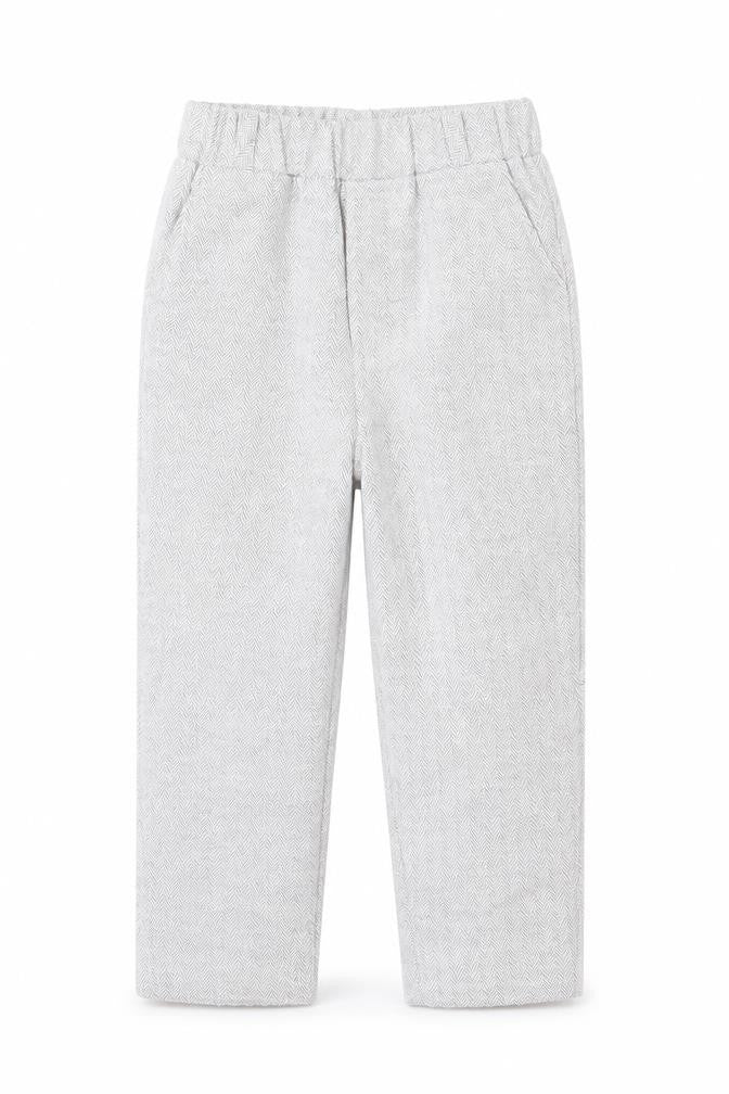 Preworn Boys Grey Herringbone  Dress Pants Trousers Size 3 Years  Regular  - Grey Green
