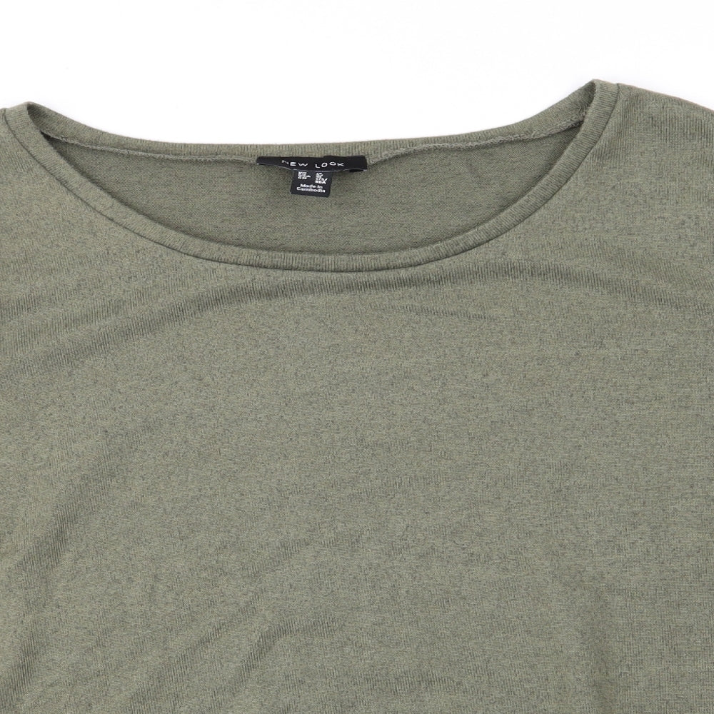 New Look Womens Green Boat Neck  Polyester Pullover Jumper Size 14   - Turn Up Sleeves Olive Green