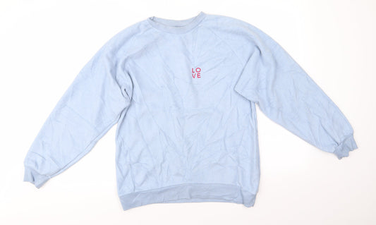 Topshop Womens Blue  Polyester Pullover Sweatshirt Size 6   - Love Pale Blue