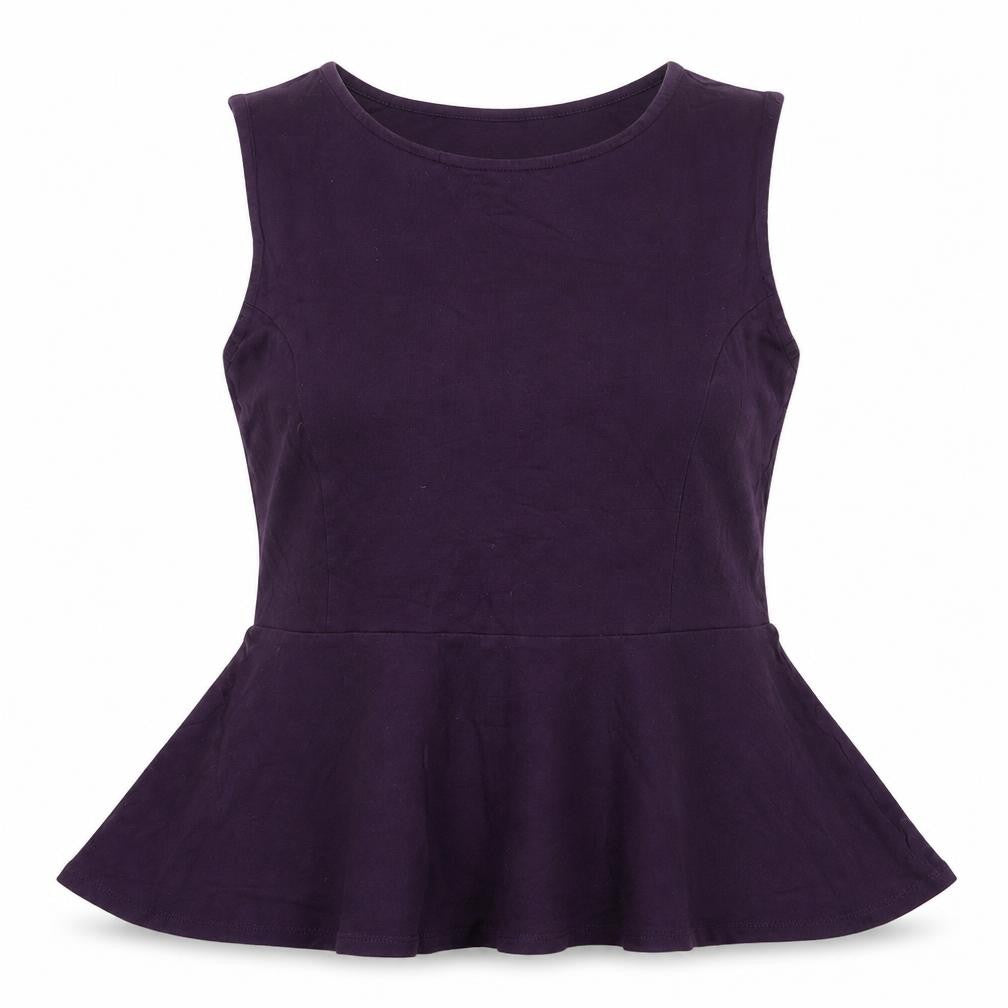 New Look Womens Purple  Cotton Basic Blouse Size 16 Round Neck