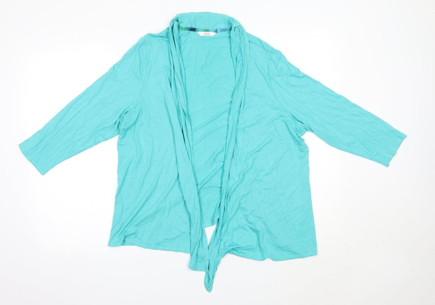 M&S Womens Green V-Neck  Polyester Cardigan Jumper Size 20