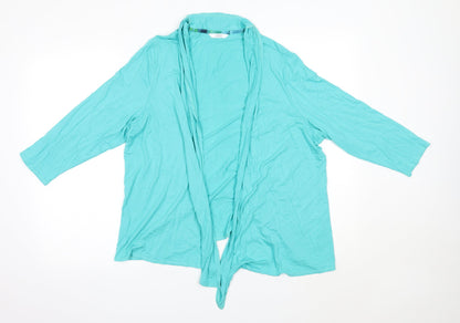 Preloved M&S Womens Green V-Neck  Polyester Cardigan Jumper Size 20 - Front
