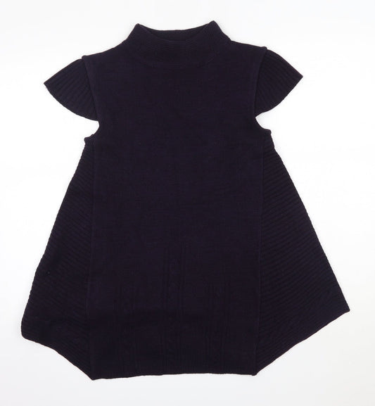 PORT Womens Purple  Acrylic A-Line  Size S  High Neck