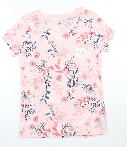 F&F Womens Pink Floral 100% Cotton Top Pyjama Top Size 6