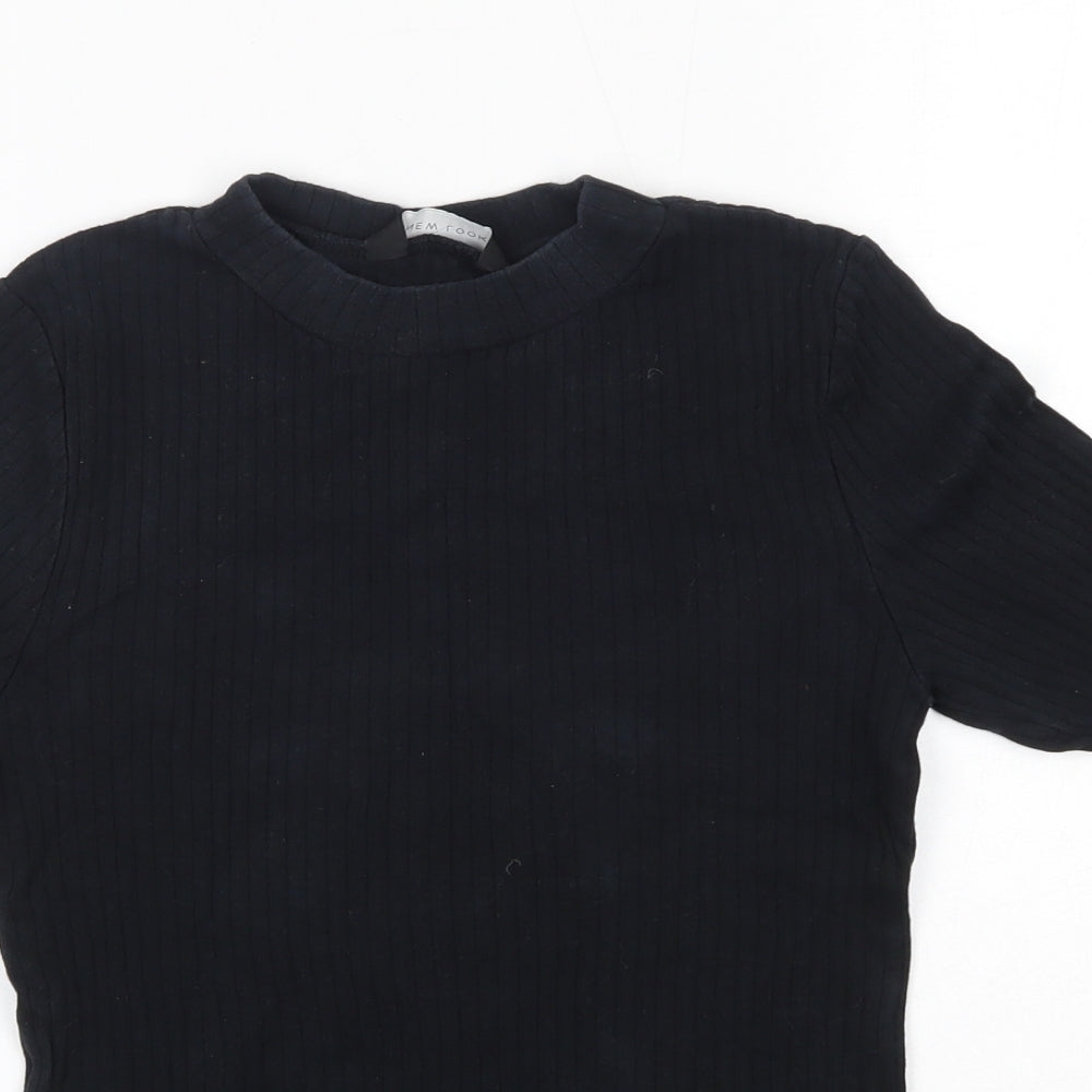 New Look Womens Black  100% Cotton Basic Blouse Size 10 Round Neck