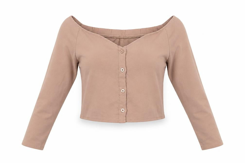 Lola May Womens Brown  Polyester Basic Blouse Size 10 Off the Shoulder