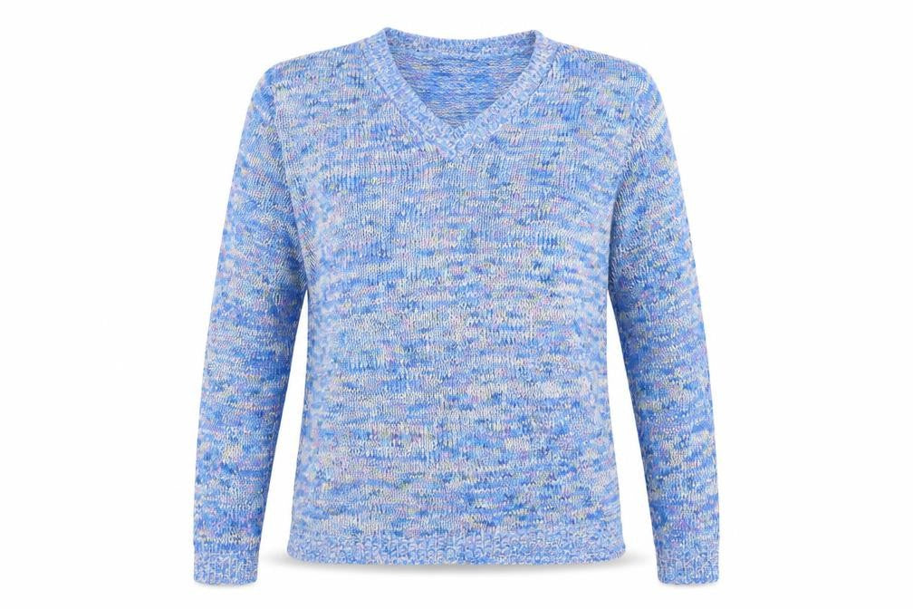 Charmant Womens Blue V-Neck  Acrylic Pullover Jumper Size L