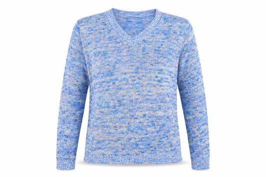 Charmant Womens Blue V-Neck  Acrylic Pullover Jumper Size L