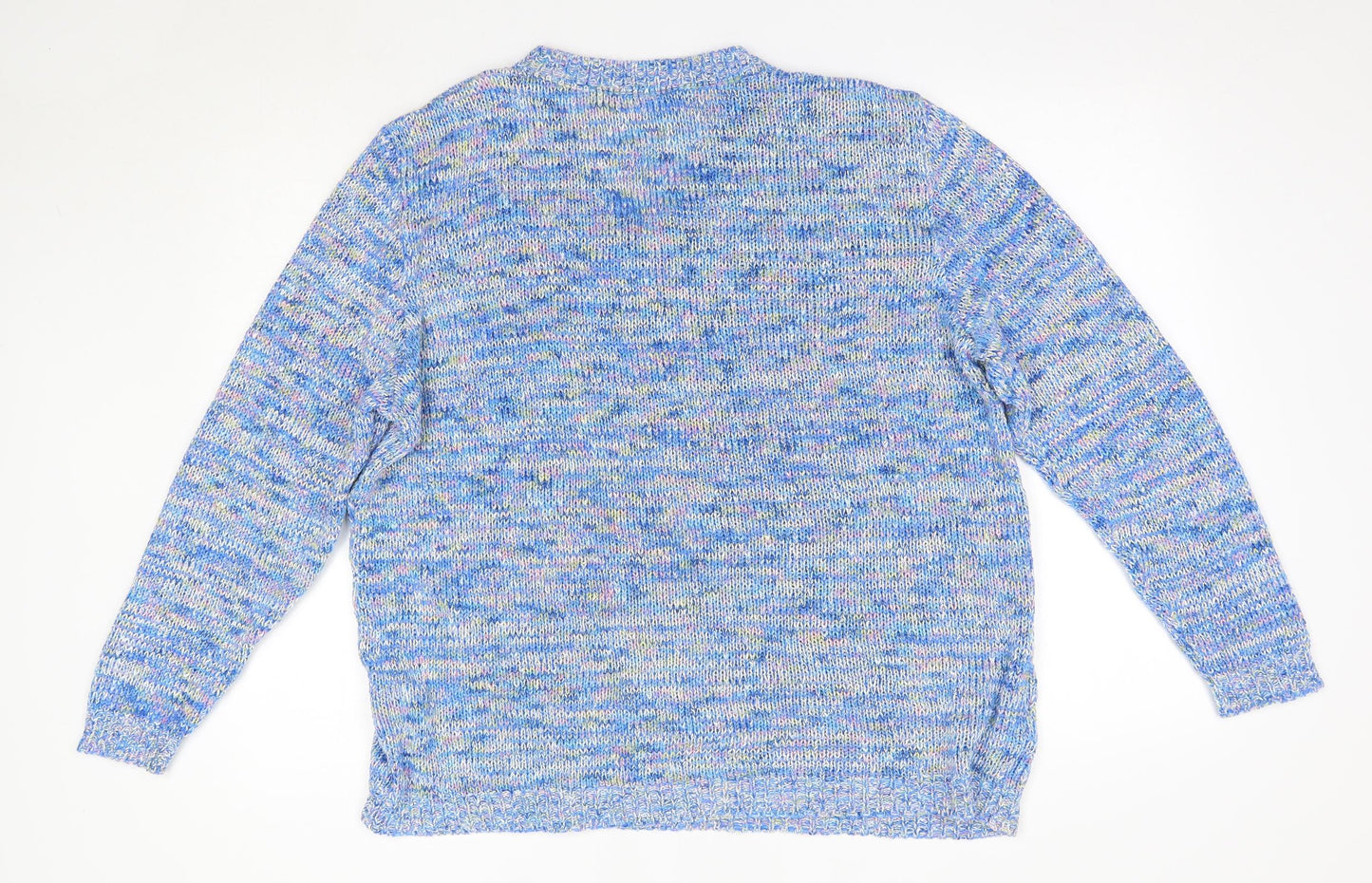 Charmant Womens Blue V-Neck  Acrylic Pullover Jumper Size L