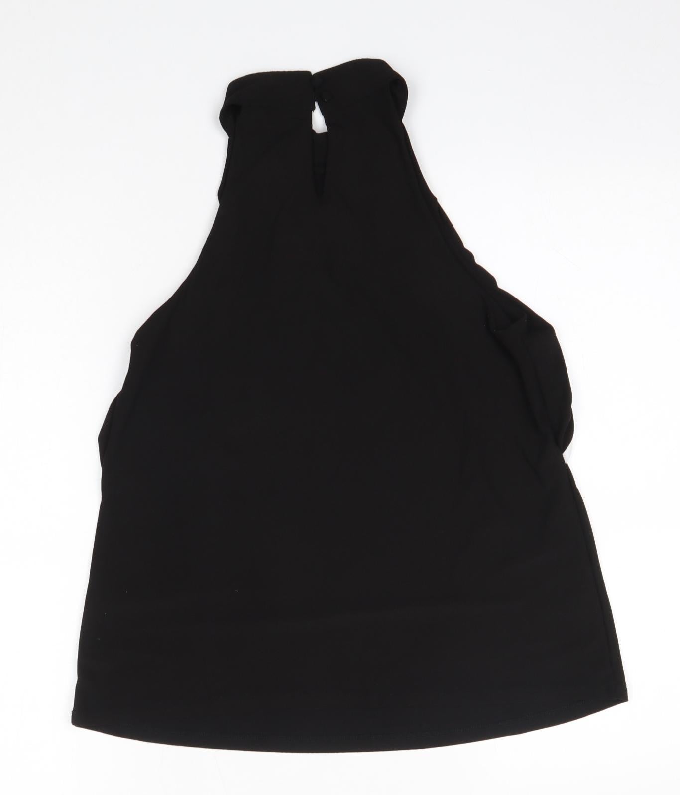 New Look Womens Black  Polyester Basic Blouse Size 8 High Neck