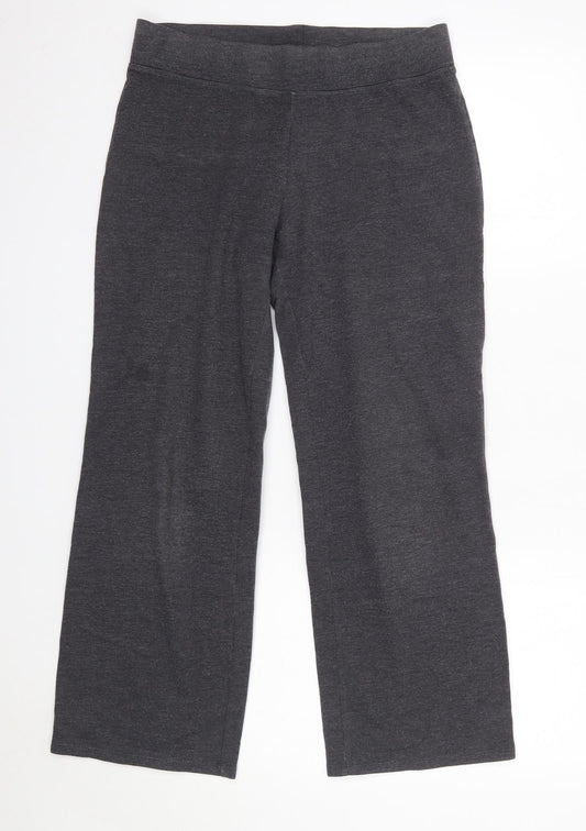M&S Womens Grey  Cotton Dress Pants Trousers Size 10 L26 in Regular  - Short