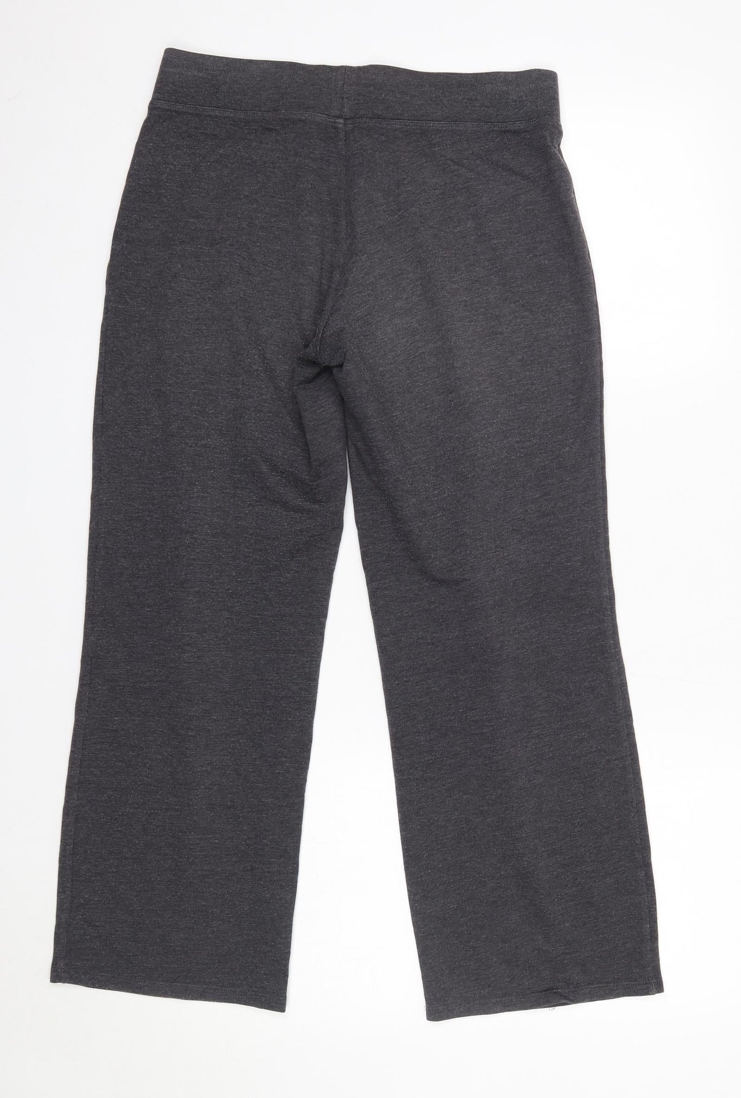 M&S Womens Grey  Cotton Dress Pants Trousers Size 10 L26 in Regular  - Short