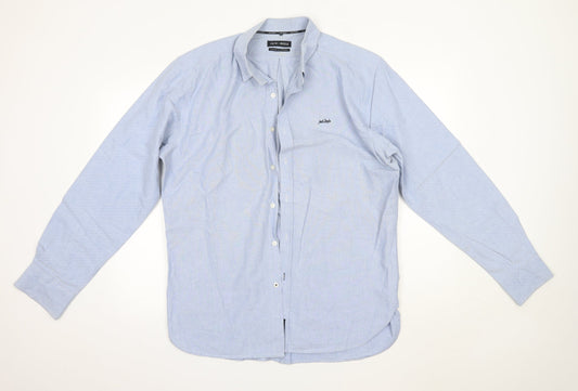 Jack Doyle Mens Blue  Cotton  Button-Up Size L Collared