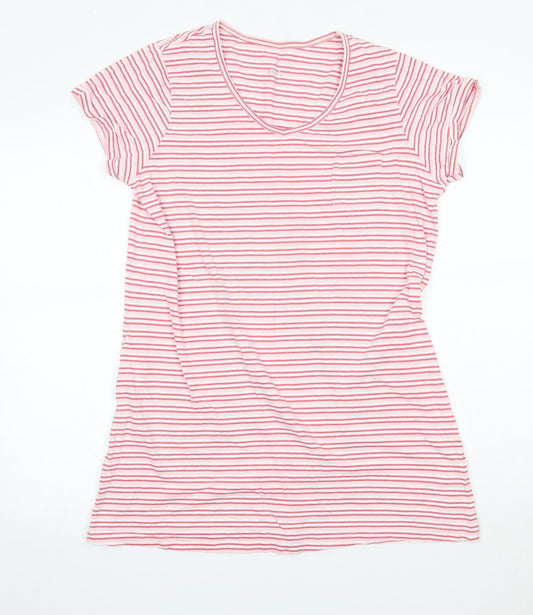Matalan Womens Pink Striped 100% Cotton Top Pyjama Top Size M