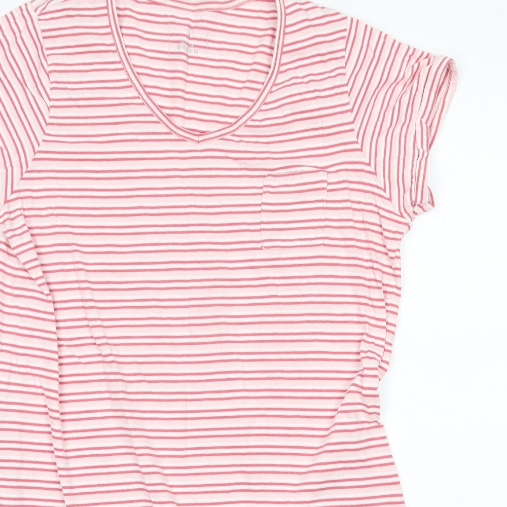 Matalan Womens Pink Striped 100% Cotton Top Pyjama Top Size M