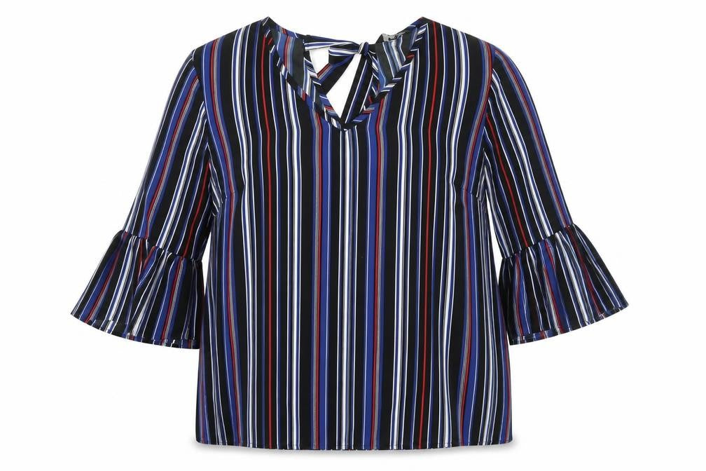 Matalan Womens Multicoloured Striped Polyester Basic Blouse Size 16 Round Neck