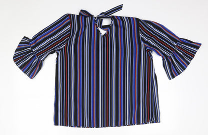 Matalan Womens Multicoloured Striped Polyester Basic Blouse Size 16 Round Neck