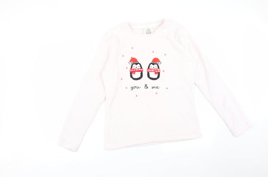 Matalan Womens Pink Solid Polyester  Pyjama Top Size S   - YOU & ME PENGUINS