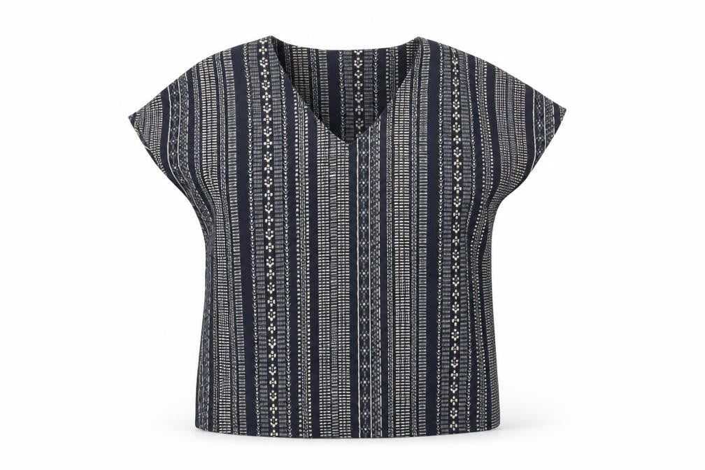 UTMEG Womens Multicoloured Striped Polyester Basic T-Shirt Size 14 V-Neck
