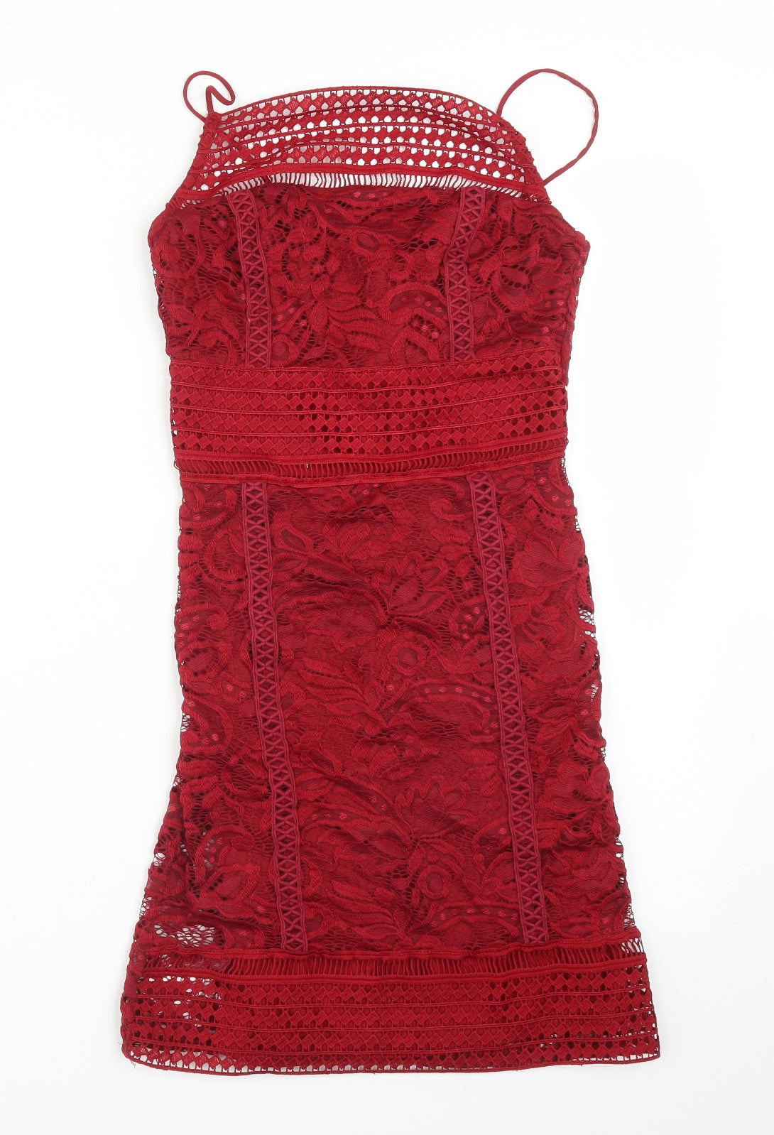 Topshop Womens Red Floral Polyester Pencil Dress  Size 8
