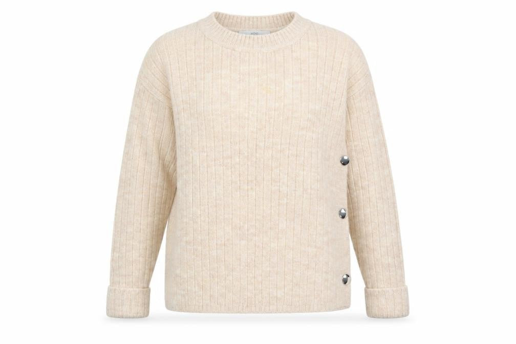 George Womens Beige Striped Acrylic Pullover Sweatshirt Size S