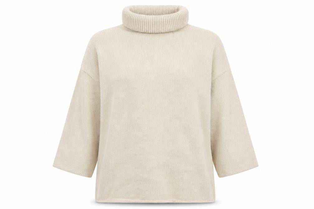 Misspap Womens Beige Roll Neck  Acrylic Pullover Jumper Size L