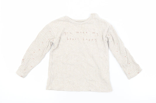 George Baby Beige Geometric Viscose Basic T-Shirt Size 12-18 Months Crew Neck