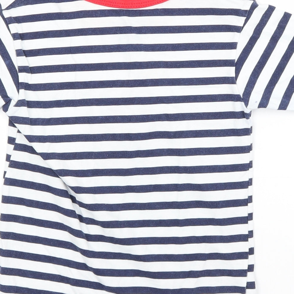 Preworn Boys Multicoloured Striped  Basic T-Shirt  Crew Neck