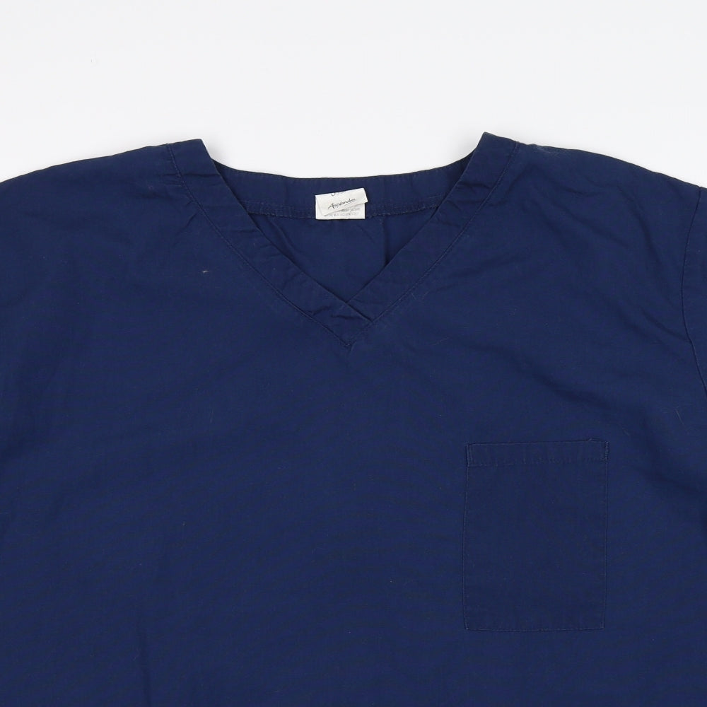 Alexandra Womens Blue  Polyester Basic T-Shirt Size XL V-Neck