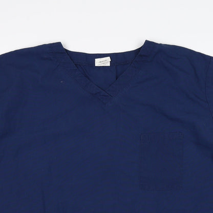 Alexandra Womens Blue  Polyester Basic T-Shirt Size XL V-Neck