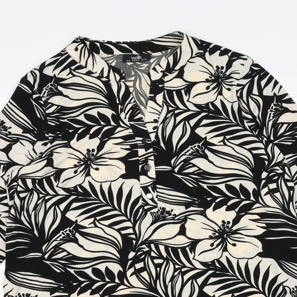 Wallis Womens Multicoloured Floral Polyester Basic Blouse Size M V-Neck