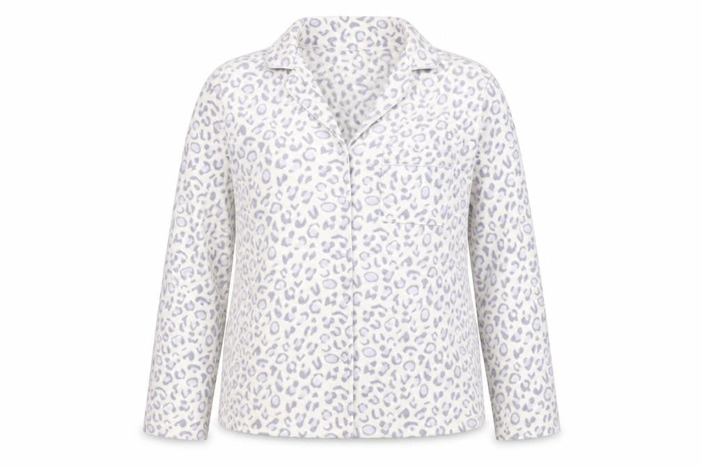 F&F Womens White Animal Print Polyester Basic Button-Up Size 12 Collared