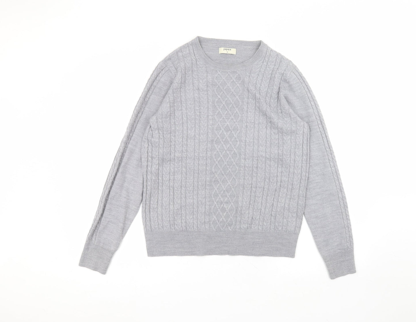 Matalan Womens Grey Round Neck  Acrylic Pullover Jumper Size 12