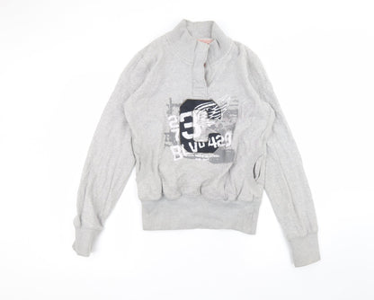 Next Womens Grey Round Neck  Cotton Pullover Jumper Size 10