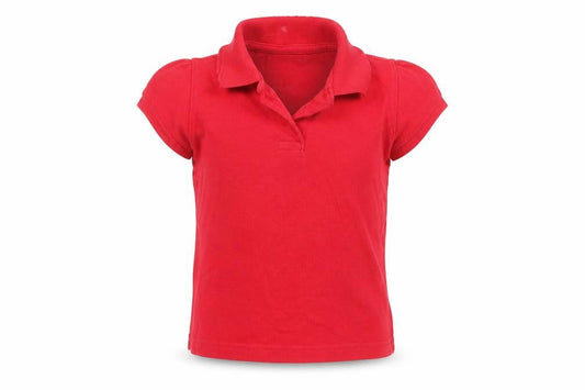 George Girls Red  Cotton Basic Polo Size 4-5 Years Collared