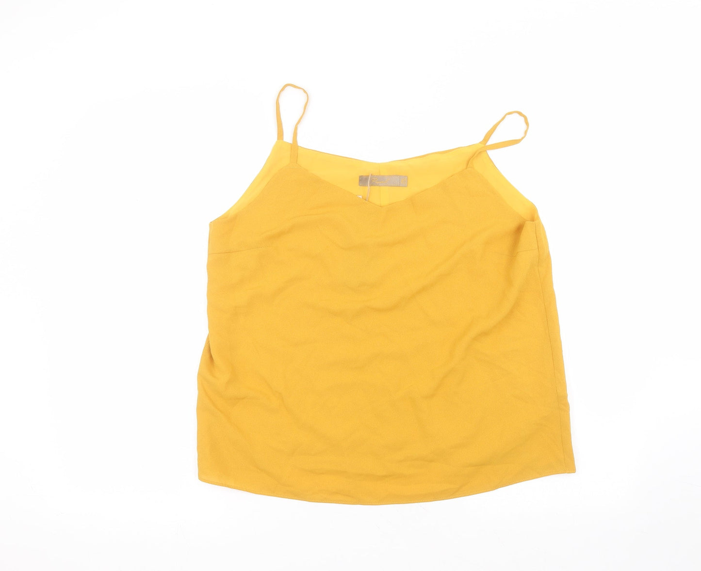 Remesh Womens Yellow  Polyester Basic Blouse Size 2XL Round Neck