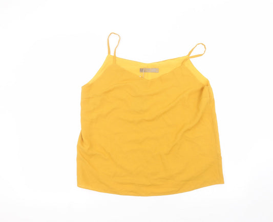 Remesh Womens Yellow  Polyester Basic Blouse Size 2XL Round Neck