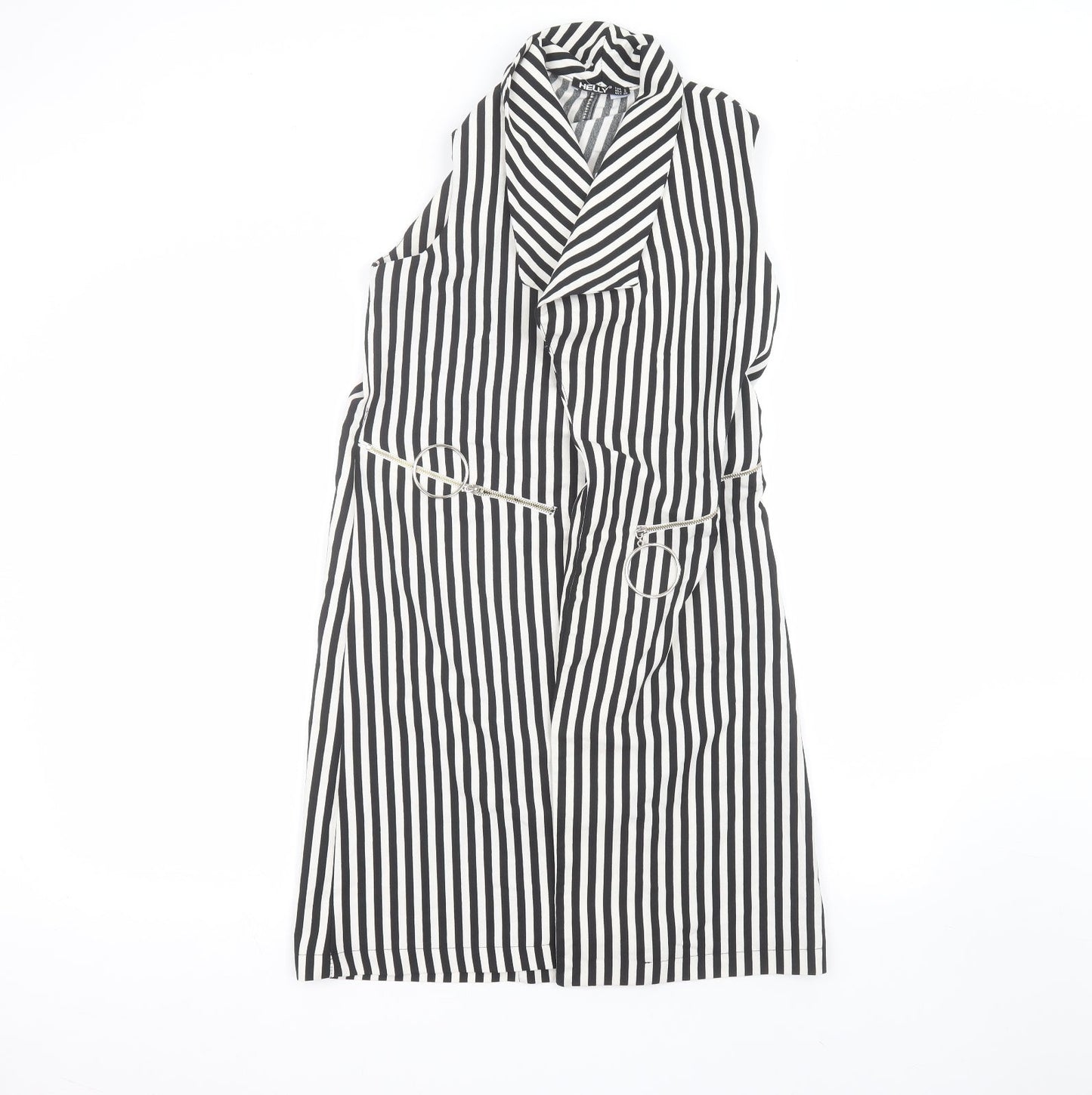 Helly Womens White Striped Polyester A-Line  Size S  Collared