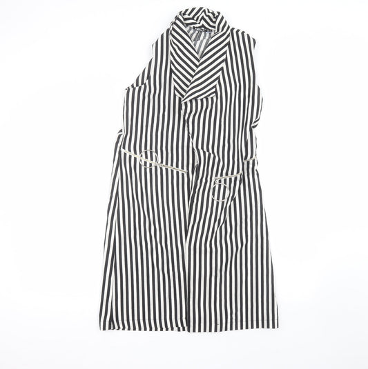 Helly Womens White Striped Polyester A-Line  Size S  Collared