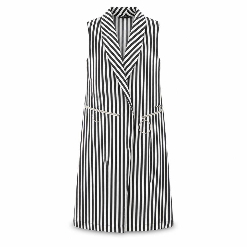 Helly Womens White Striped Polyester A-Line  Size S  Collared