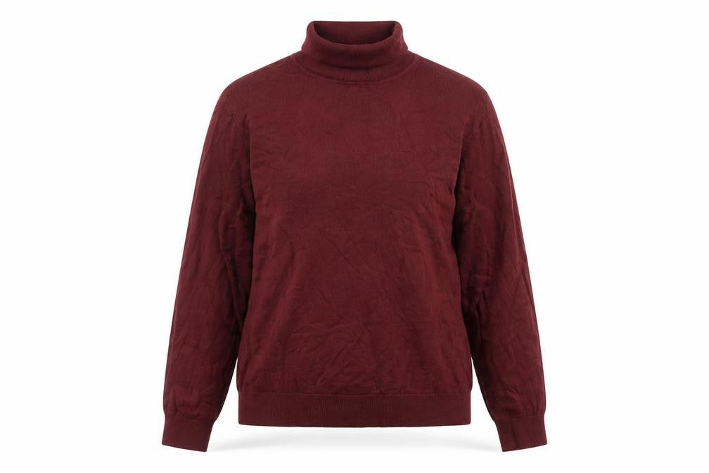konzen Womens Red  Acrylic Basic T-Shirt Size L Roll Neck