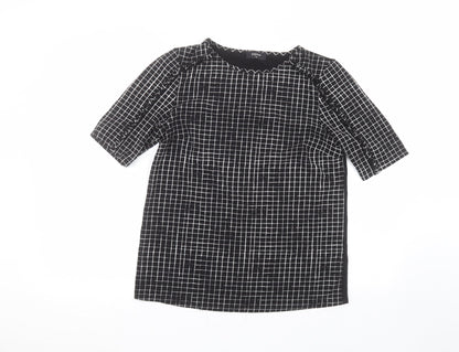 Matalan Womens Black  Polyester Basic T-Shirt Size 10 Round Neck
