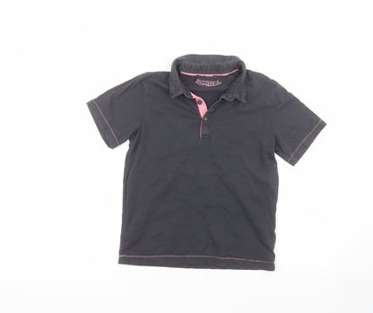 Marks & Spencer Girls Black  Cotton Basic Polo Size 7-8 Years Collared