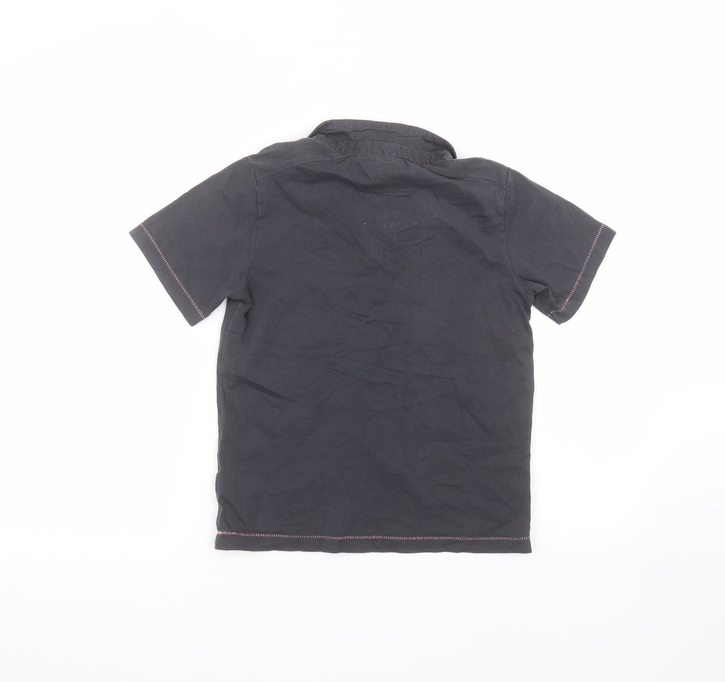 Marks and Spencer Girls Black  Cotton Basic Polo Size 7-8 Years Collared