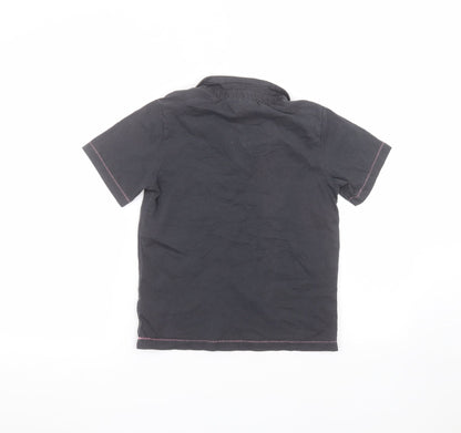 Marks & Spencer Girls Black  Cotton Basic Polo Size 7-8 Years Collared