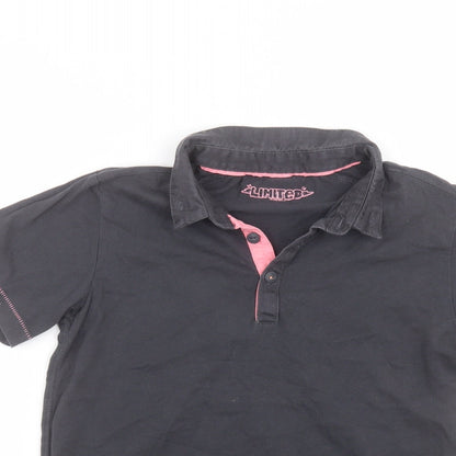Marks & Spencer Girls Black  Cotton Basic Polo Size 7-8 Years Collared