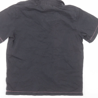 Marks & Spencer Girls Black  Cotton Basic Polo Size 7-8 Years Collared