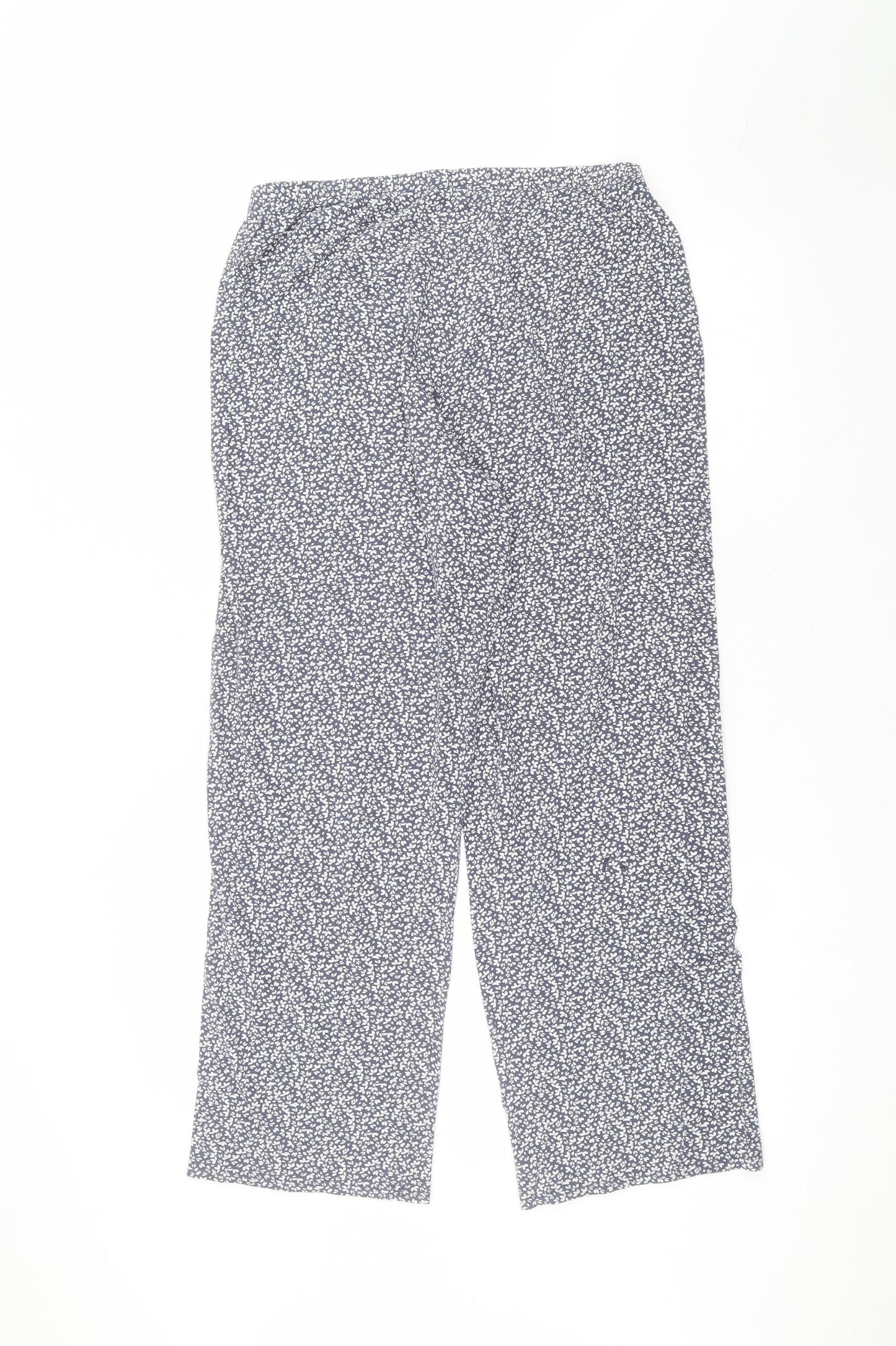 Marks and Spencer Womens Blue  Cotton Trousers  Size 12 L25 in Regular