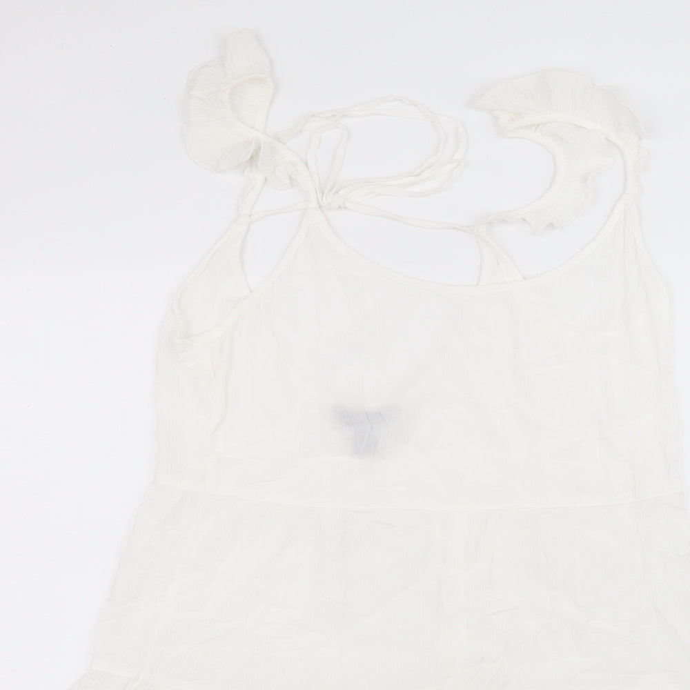 New Look Womens White  Viscose A-Line  Size M  Round Neck